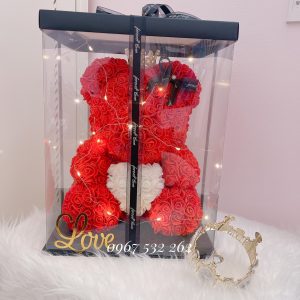 Hoa Sáp Gấu 40cm fullbox Kèm Đèn