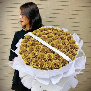 Bó nhũ vàng bọc gấm trắng