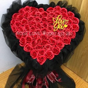 Bó Hoa Trái Tim 99 Bông ( xanh, đỏ, hồng)