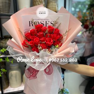 Bó 21 bông phối hoa khô